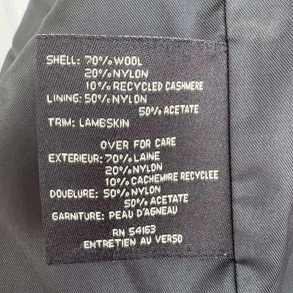 Cole Haan Coat Sz XL Black Wool Cashmere Blend Leather Zip Mid Length Preppy - Picture 16 of 16